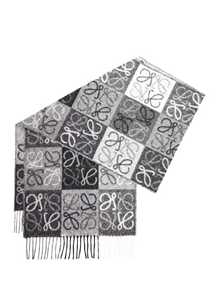 Black White Men's Wool Scarf