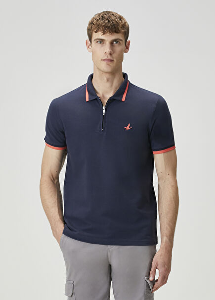 Navy Blue Coral Polo T-Shirt