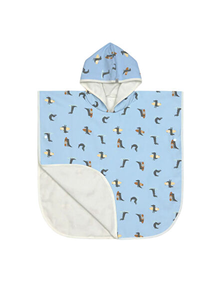 Crocodile Sky Blue Mavi UV Korumalı Çocuk Plaj Panço 