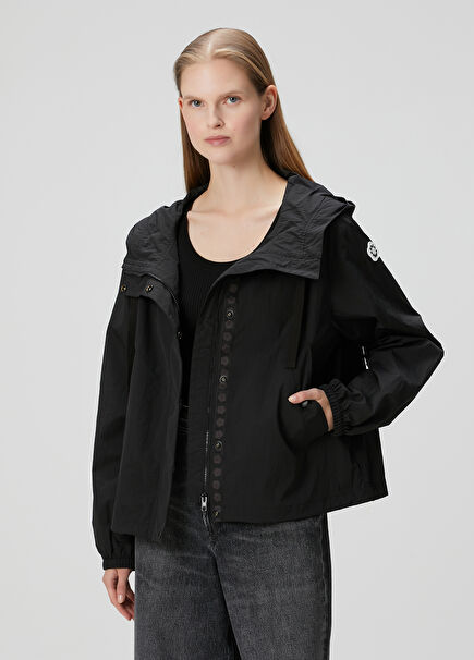 Black Hooded Raincoat