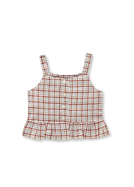 Liz Kiremit Organik Pamuk Fırfırlı Kız Çocuk Bluz