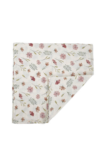 Bahar Çiçekleri Desenli Çift Kat Müslin Bebek Çocuk Yatak Örtüsü