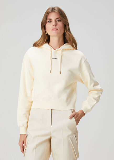 Ekru Kapüşonlu Sweatshirt