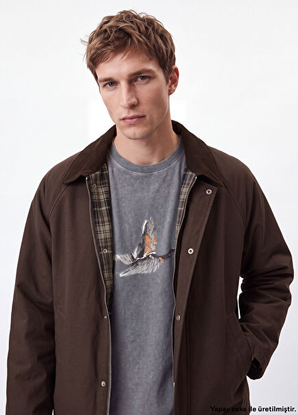 Brown Collar Inserted Coat