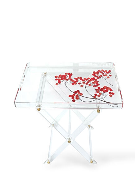 Red Kokina Patterned Side Table and Tray
