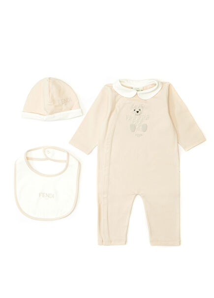 Beige Baby 3-Piece Jumpsuit Set