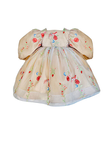 Ecru Floral Girl's Dress