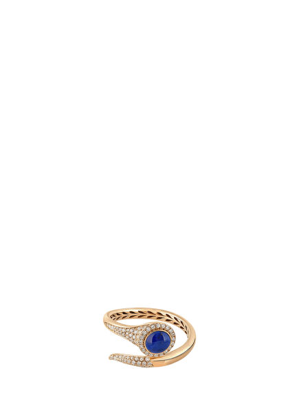 Tropica Pırlantalı Lapis Lazuli İnce Altın Yüzük