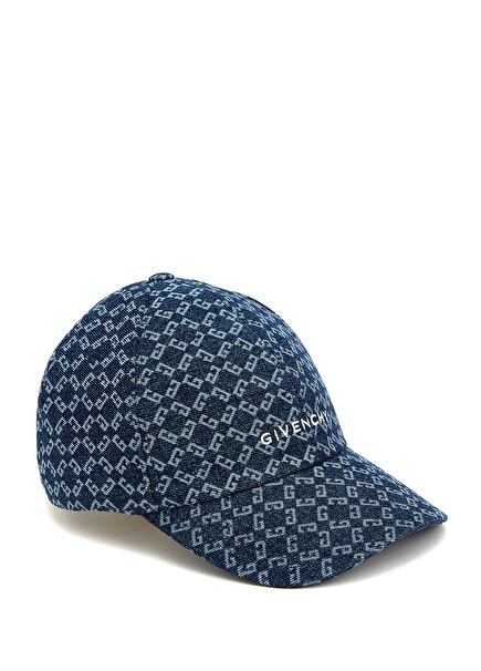 Dark Blue Logo Patterned Men's Cap