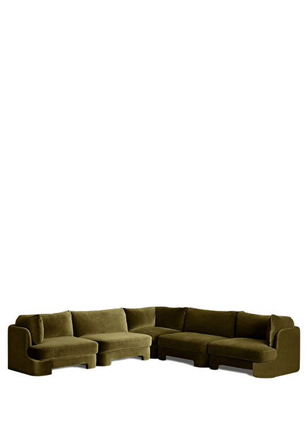 Gaia Koyu Yeşil Kadife L Kanepe