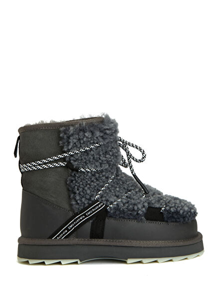 Blurred Teddy Antrasit Kadın Deri Bot