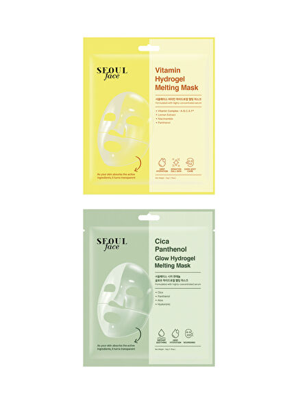 Vitamin ve Cica Canlandırıcı Yatıştırıcı Eriyen Kore Yüz Maskesi Seti 34 gr