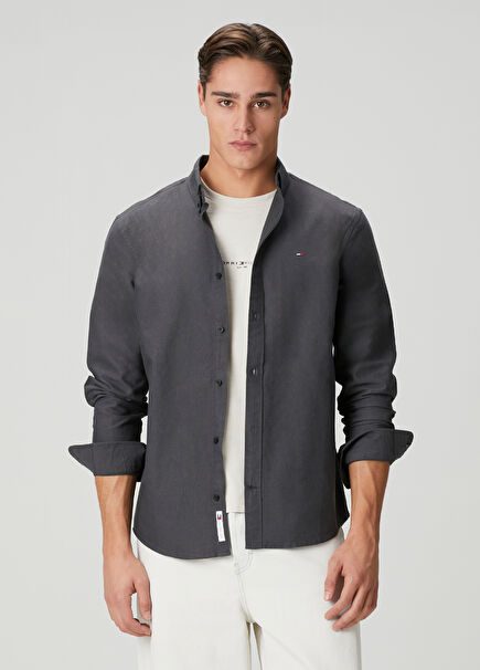 Regular Fit Siyah Oxford Gömlek
