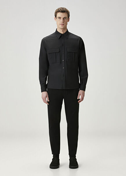 Black Waist Corded Pants