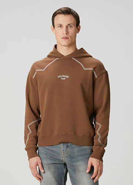 Kahverengi Kapüşonlu Sweatshirt
