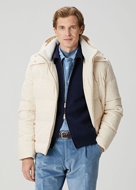 Bej Kapüşonlu Mont