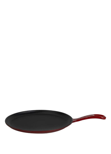 Burgundy Cast Iron Solid Handle Round Pizza Crepe Pancake Pan 20 cm