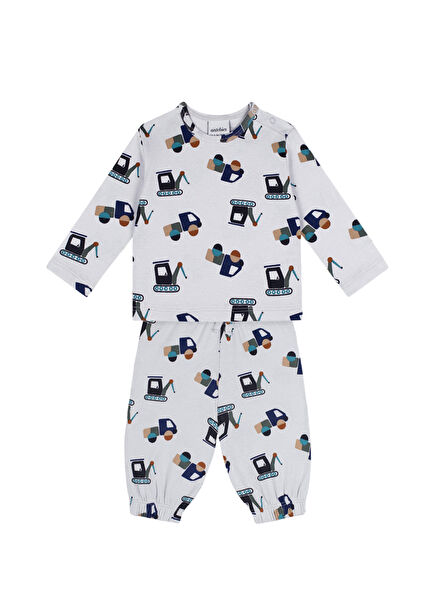 İnşaat Ekibi Uzun Kollu Tshirt Pantolon Erkek Bebek İkili Set