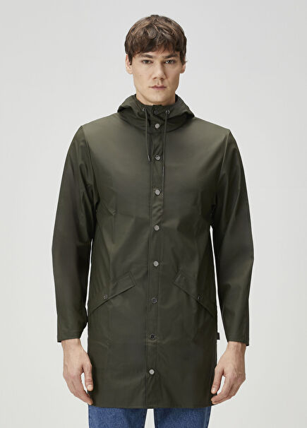 W3 Dark Green Hooded Raincoat