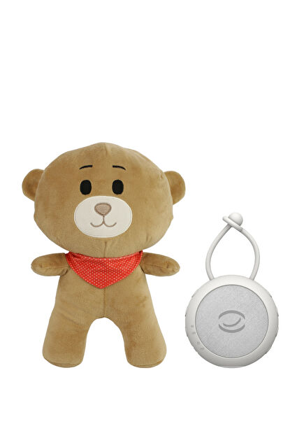 Beyaz Gürültü Cihazı Kırmızı Fularlı Ayıcık Bebek Uyku Arkadaşı 