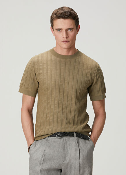 Yeşil Chain Knitted Textured Sweater