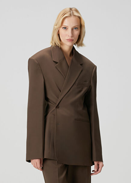 Brown Double-Breasted Blazer