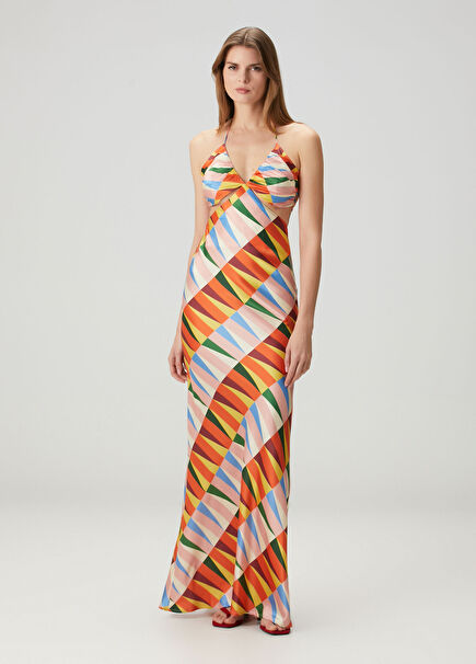 Caterina Print Maxi Silk Dress
