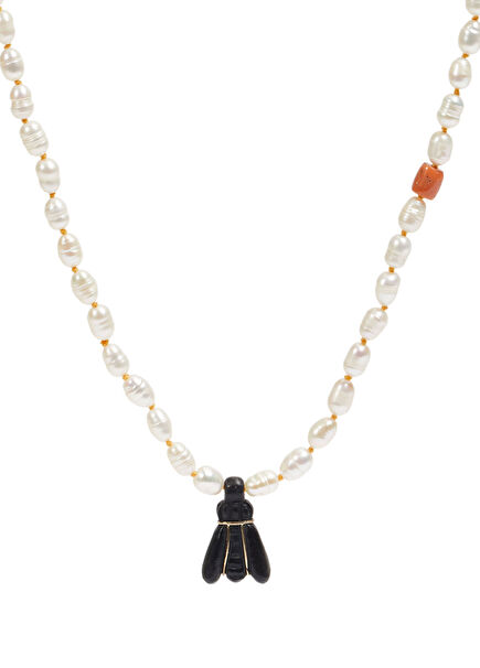 Pearl Coral Stone Women's Gold Necklace