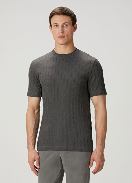 Gri Jakarlı T-shirt