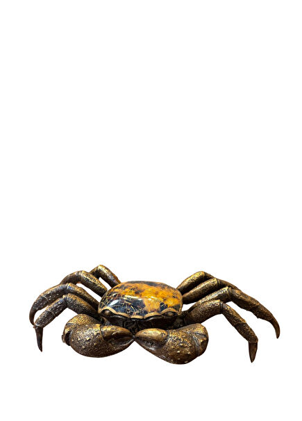 Metal Decorative Object with Bronze Crab Figure