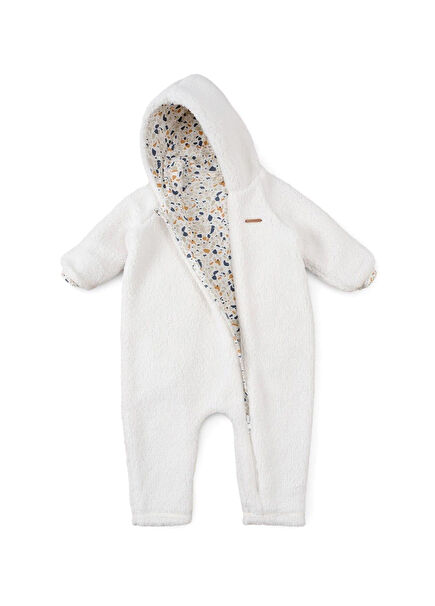 Beyaz Wellsoft Kapüşonlu Unisex Bebek Tulum