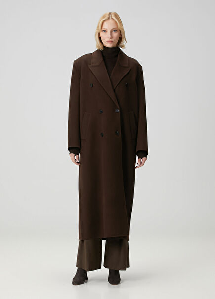 Koyu Kahverengi Yün Palto
