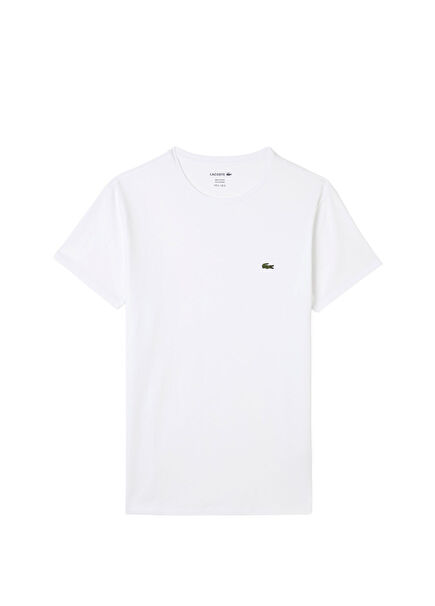 Beyaz Bisiklet Yaka Slim Fit Kısa Kollu Erkek T-Shirt