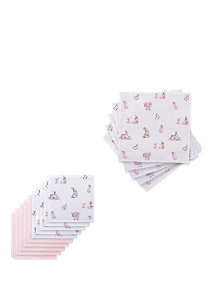 Baby Bunny Rose 5-Pack Shoulder Burp Cloth and Baby Bunny Rose & Innocent Pink 10-Pack Bib Set
