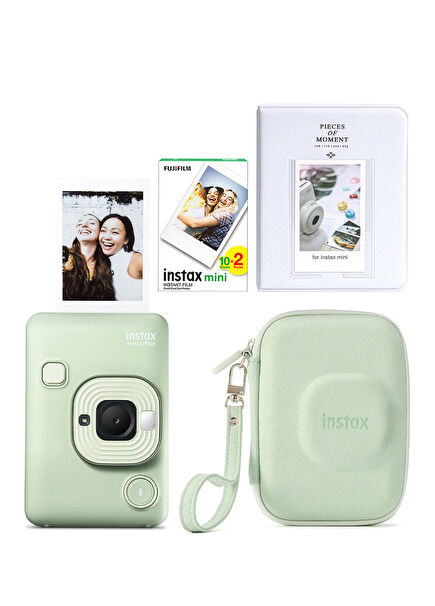 Instax Mini LiPlay Matcha Green Fotoğraf Makinesi 20'li Film Albüm ve Çanta Hediye Seti