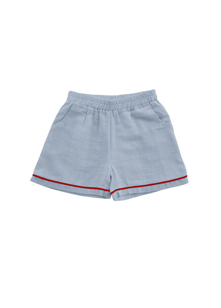 Sunday Açık Mavi Çizgili Unisex Çocuk Şort Pijama Altı