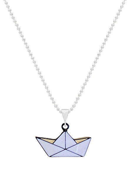 Beyaz Tekne Formlu Unisex Çocuk Kolye