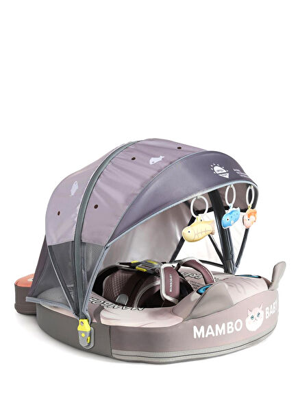 Cat and Fish Safe Canopy and Foot Support Baby Swim Ring