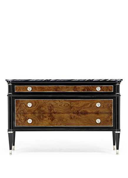 Madison Kahverengi Siyah Ahşap Üzeri Mermer Şifonyer