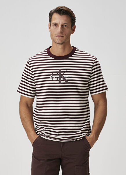 20s Kırmızı Çizgi Desenli Jersey T-shirt