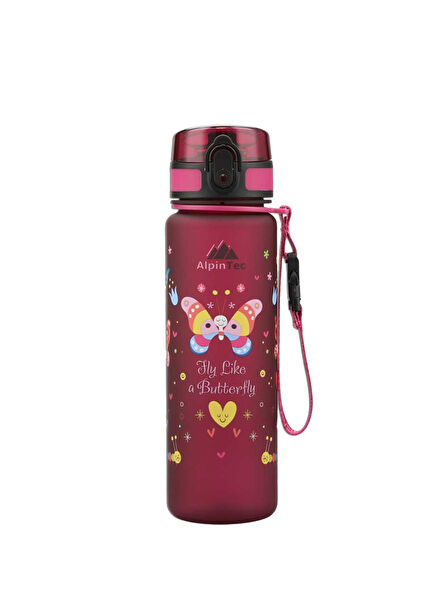 Rose Color Butterfly Patterned Tritan Children's Waterer & Flask 500 ml