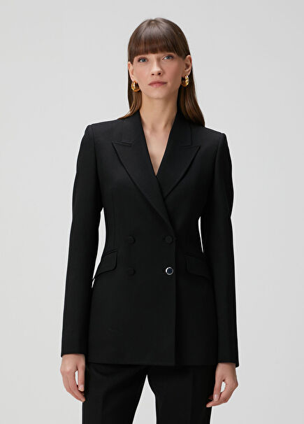 Stephanie Black Wool Blazer