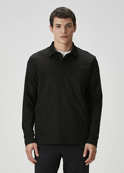 Comfort Fit Black Polo Sweatshirt