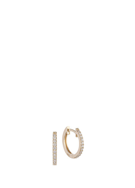 Diamond Stone 14K Gold Unisex Hoop Earrings
