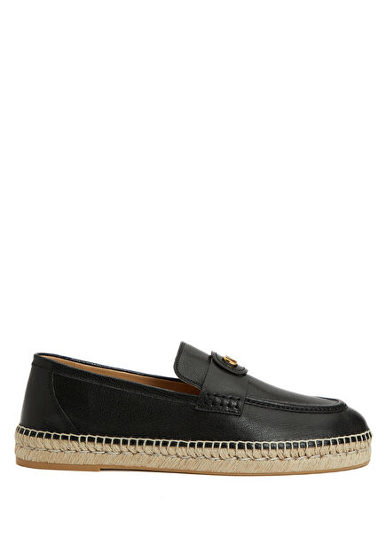 Palm Avenue Black Men's Leather Espadrille