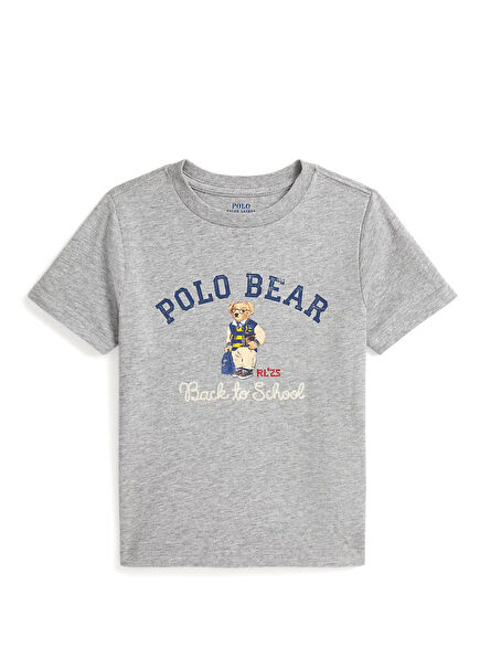 Grey Logo Printed Boys T-Shirt
