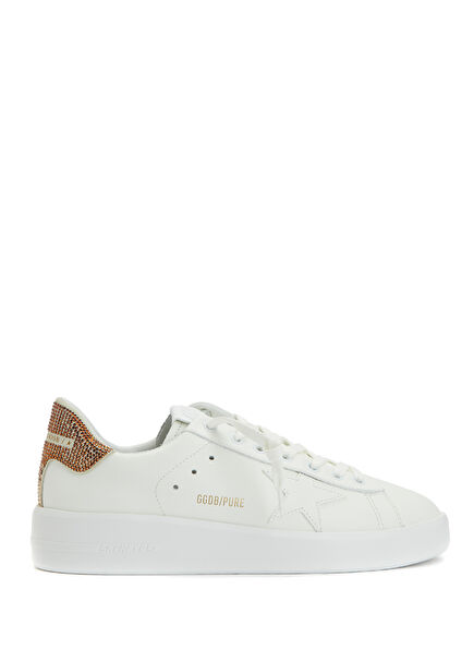 Pure White Bronze Women's Leather Sneakers