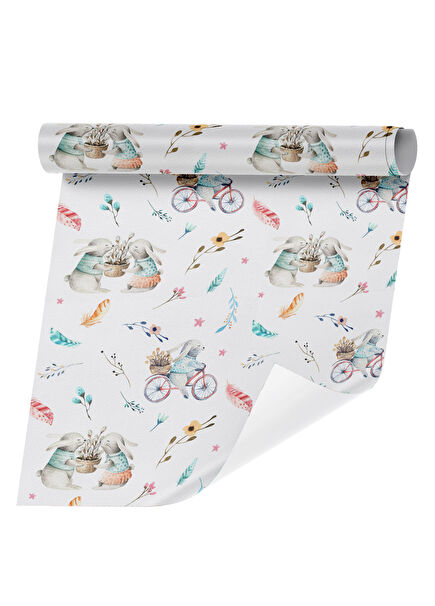 Sevimli Tavşanlar Temalı Çocuk Odası Duvar Kağıdı