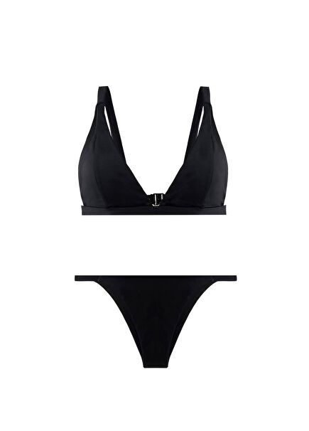 Siyah Kadın Üçgen Bikini Takımı