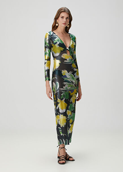 Green Floral Maxi Beach Dress